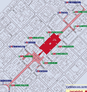 Mappa dei nuovi parcheggi di Piazza San Carlo