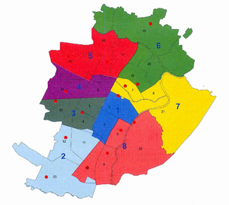 Mappa delle otto Circoscrizioni